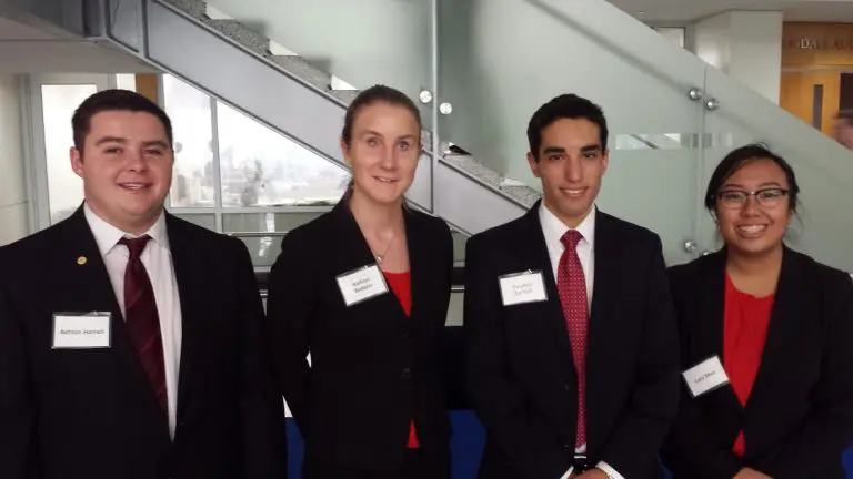 Ashton Harrell (’17) a philosophy major, Kathryn Webster (’17) a business enterprise management major, Lucy Shen (’18) undeclared, and Stephen Zuchelli (’17) an economics major
