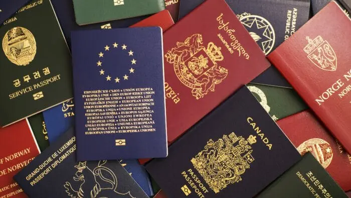 Multiple passports in a pile