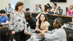 Professor teaching students