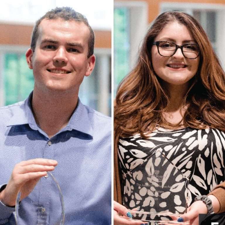 Headshots of Emily Batista and Sean Clune.
