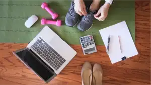 Person tying shoes