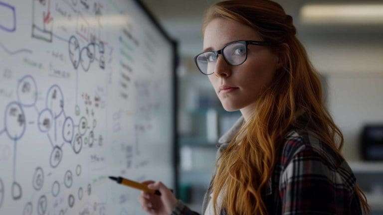 Person drawing on a board