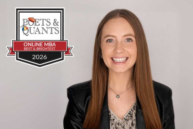 A portrait of Lilah Maguire being honored as part of Poets & Quants Best & Brightest Online MBA graduates for 2026.