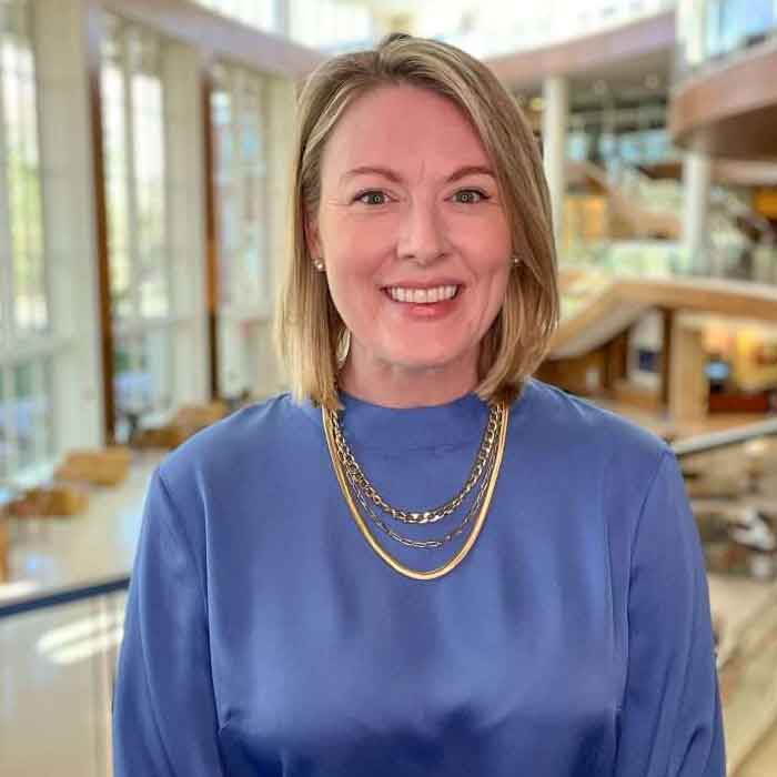 Ashley Wilcox overlooking the Founders Living Room