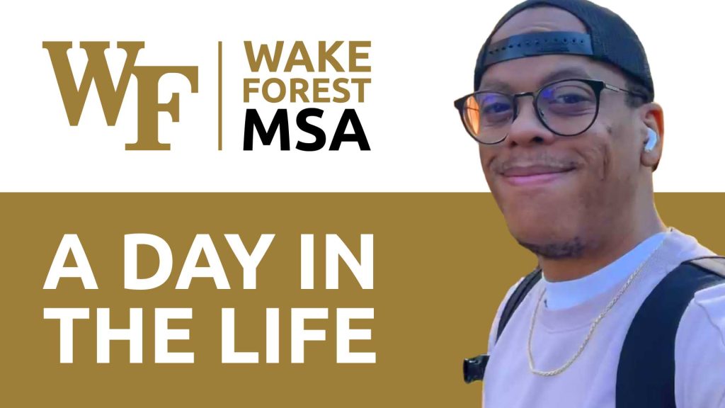 A video thumbnail graphic for A Day in the Life of a Masters of Science in Accountancy student