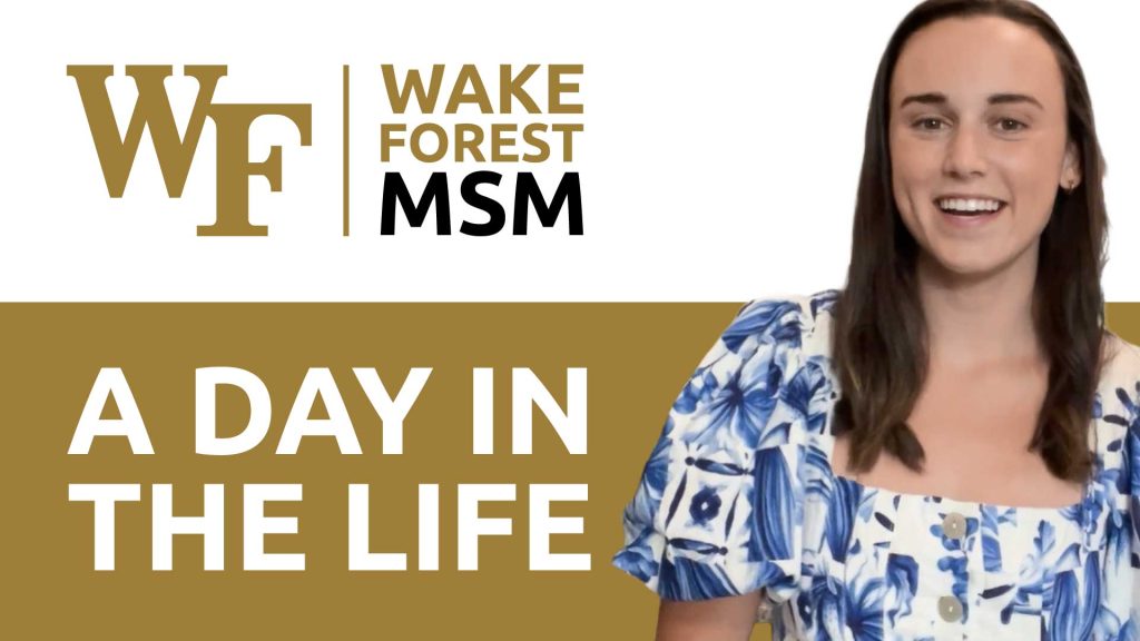 A video thumbnail graphic for A Day in the Life of a Masters of Science in Management student