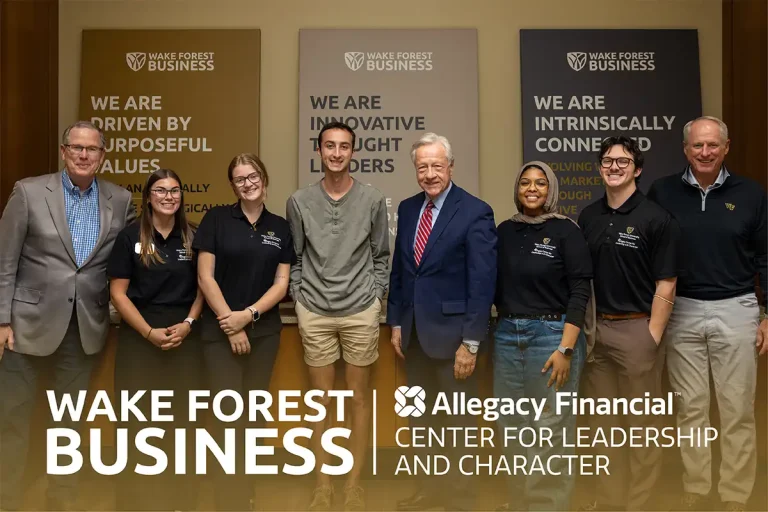 The 2026 AFCLC Scholars posing with Winston-Salem Mayor Allen Joines and Pat Sweeney.