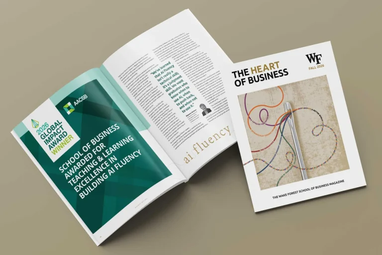 A copy of the Fall 2026 issue of the Wake Forest School of Business's 